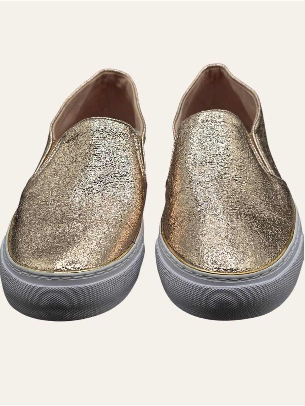 GUESS Gladis Gold Metallic Slip On Sneakers 8.5 Y2K Luxe Streetwear - Picture 2 of 8